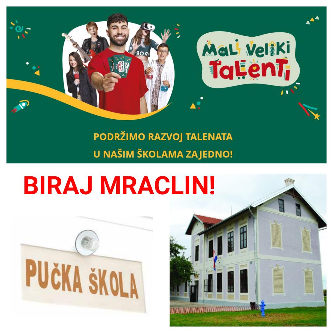 Podržimo razvoj malih talenata u našoj školi – biraj Mraclin